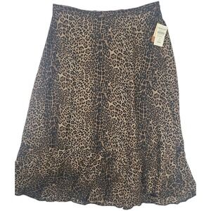 Cold Water Creek Animal Print Chiffon Ruffle Midi Skirt Size Large New $89